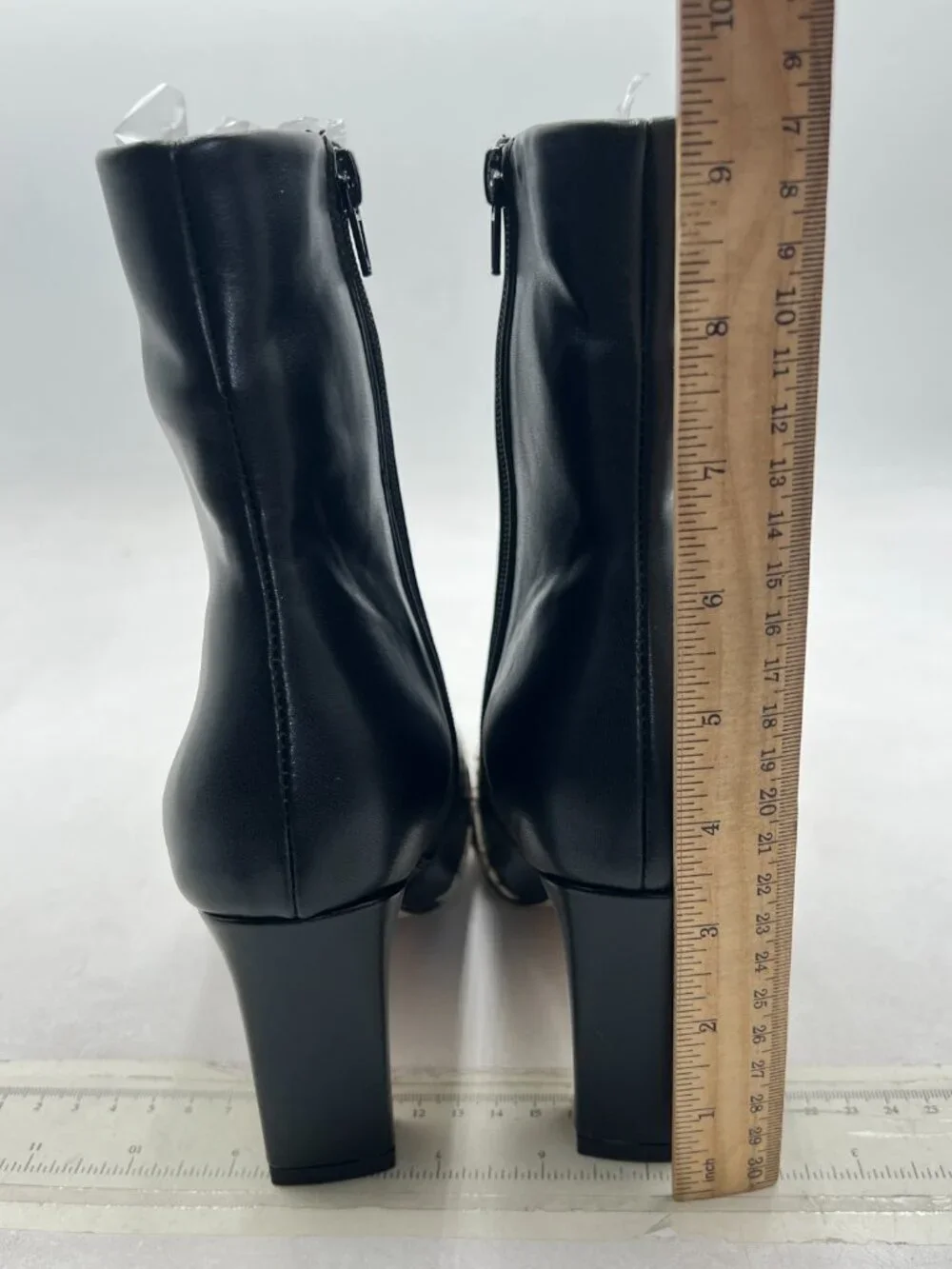 Black Sneaker Square Toe Comfort Chunky Heel Ankle Boots Zipper Booties Winter
